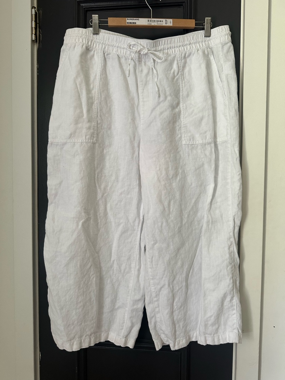 Lands end capris.  White Linen Drawstring Shorts